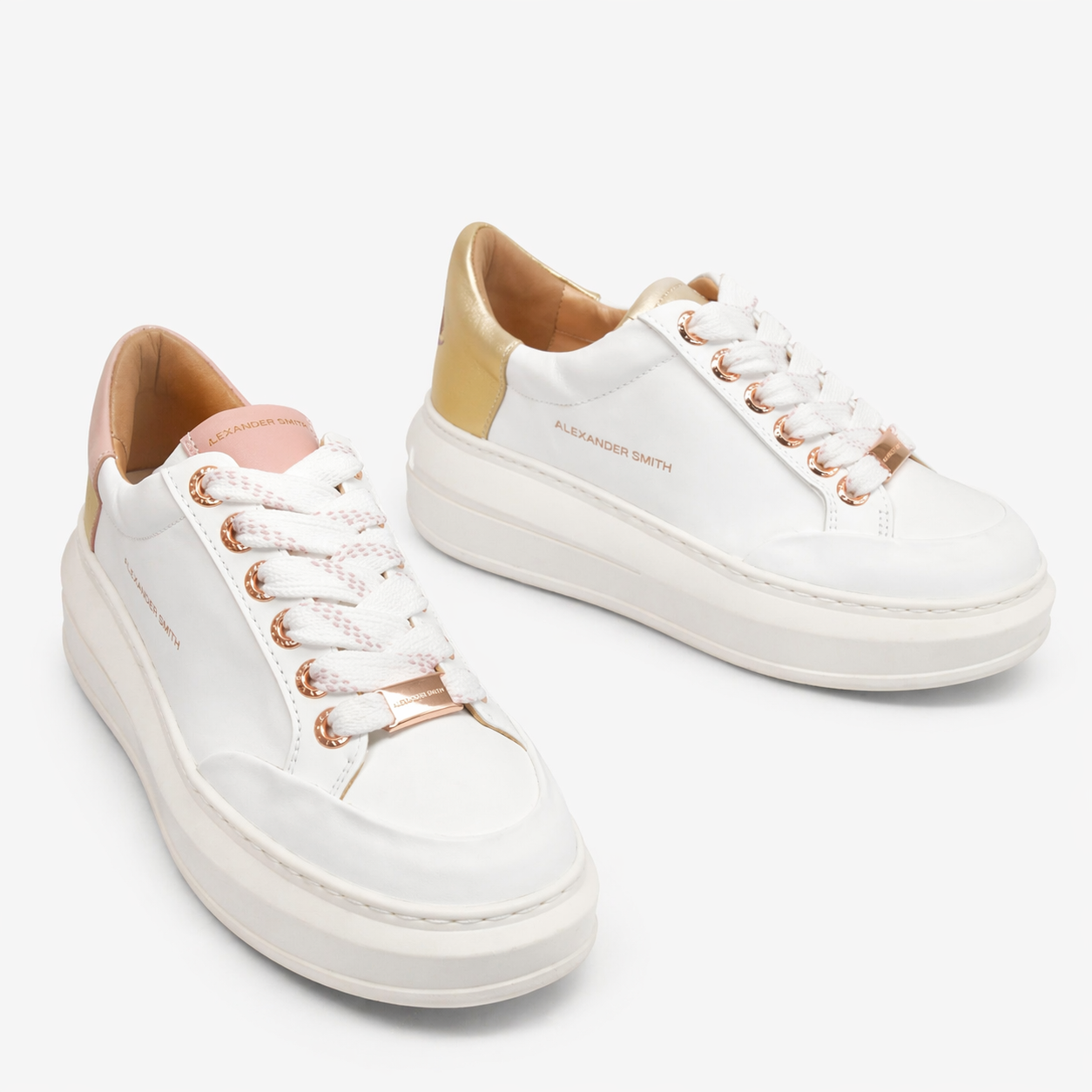 Alexander Smith Lancaster Plattform-Sneaker – Weiß/Gold